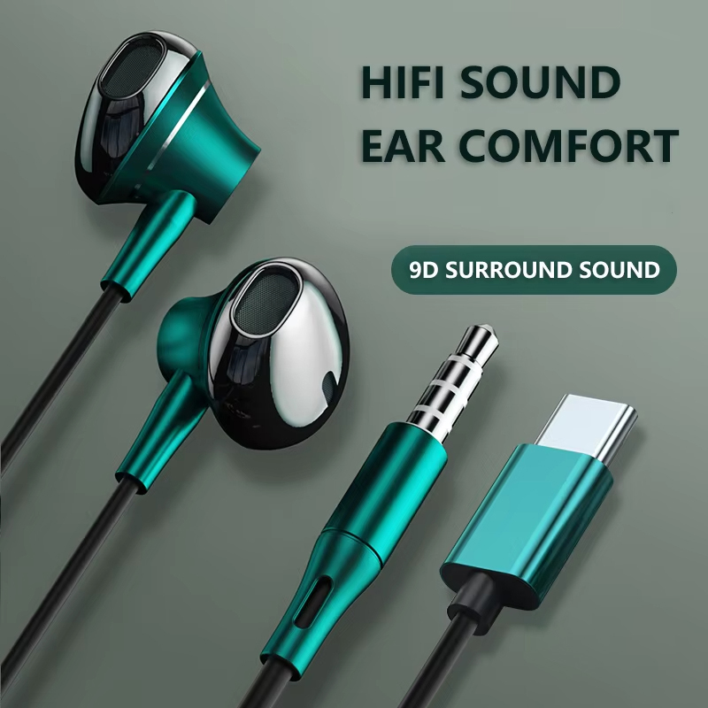 9D Bass Stereo Type C and 3.5m - огляд і ціна Wired Earphone Mic